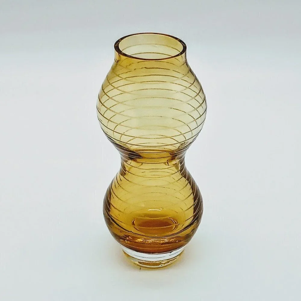 Studio Nova Amber Ribbon Bubble Glass Vase Collection NWT